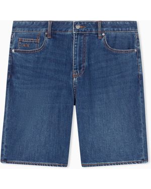 ARMANI EXCHANGE Comfort Fit Light Wash Denim Shorts - Blue