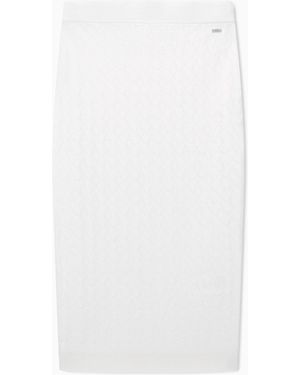 ARMANI EXCHANGE Jacquard Knit Midi Skirt From Monogram - White