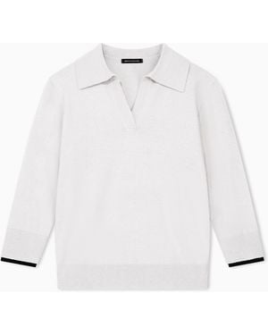 ARMANI EXCHANGE Regular Fit Knit Top Viscose Wool And Cashmere - White