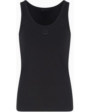 ARMANI EXCHANGE Stretch Jersey Tank Top With Logo Plaque - Black