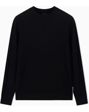 ARMANI EXCHANGE Wave-Worked Crew Neck Jumper - Black