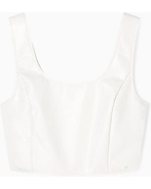 ARMANI EXCHANGE One-Shoulder Gloss Vinyl Top - White