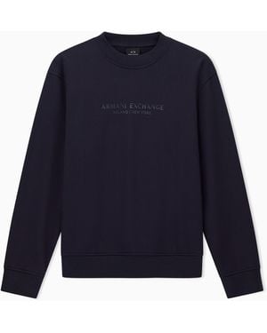 ARMANI EXCHANGE Sweat-Shirt Ras Du Cou Avec Logo Ton Sur Ton - Bleu