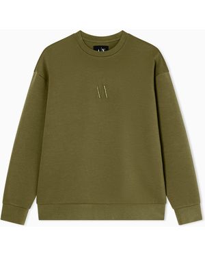 ARMANI EXCHANGE Bonded Stretch Sweatshirt With Logo - Green