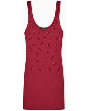 ARMANI EXCHANGE Vestido Up For Party De Canalé Con Lentejuelas Florales - Rojo