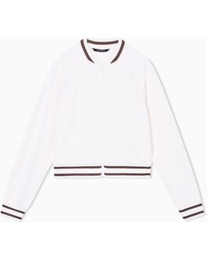 ARMANI EXCHANGE Sweatshirt With Soft Touch Interlock Zip - White