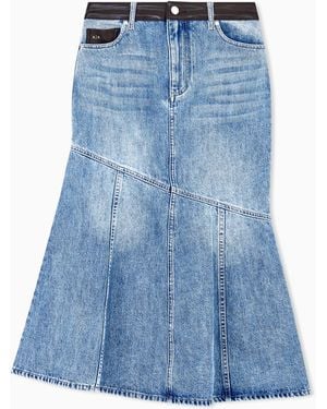 ARMANI EXCHANGE Jeansrock Regularschnitt Aus Denim Mit Asymmetrischen Nähten - Blau