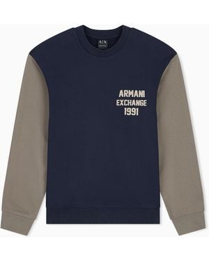 ARMANI EXCHANGE Sudadera De Felpa De Algodón Con Corte Regular - Azul