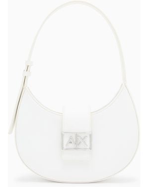 ARMANI EXCHANGE Bolso De Hombro De Media Luna Con Solapa Y Detalle Metálico - Blanco