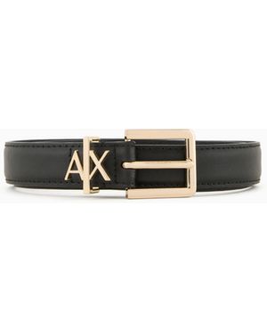 ARMANI EXCHANGE Cinturón De Piel Para Hombre Con Hebilla Pulida - Blanco