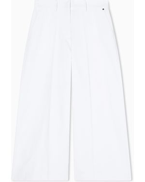 ARMANI EXCHANGE Cotton Twill Palazzo Trousers - White
