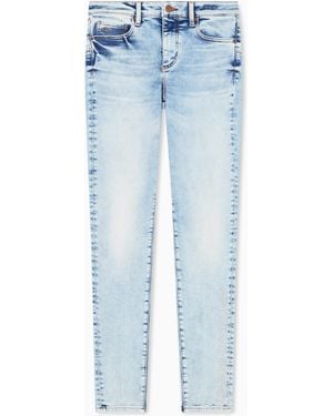 ARMANI EXCHANGE Super Skinny Stretch Denim Jeans With Details - Blue