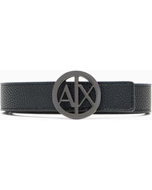 ARMANI EXCHANGE Cinturón Liso Con Hebilla Metálica Redonda Y Logotipo - Blanco
