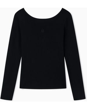 ARMANI EXCHANGE Long-Sleeved Boat Neck Jumper - Black