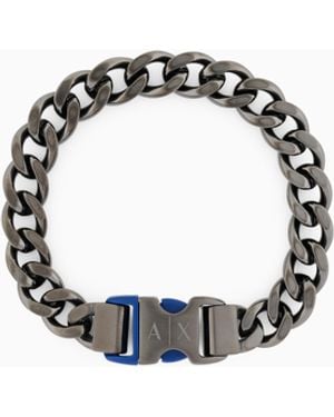 ARMANI EXCHANGE Gunmetal Stainless Steel Chain Bracelet - White