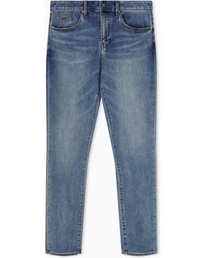 ARMANI EXCHANGE Schmale 5-Pocket-Jeans Aus Comfort Denim Mit Lederetikett - Blau