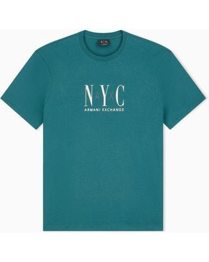 ARMANI EXCHANGE Camiseta De Punto De Algodón De Corte Slim - Verde