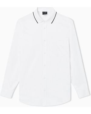 ARMANI EXCHANGE Stretch Cotton Shirt With Contrasting Profiles - White