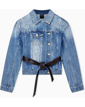 ARMANI EXCHANGE Blouson Jacket Rigid Cotton Denim - Blue