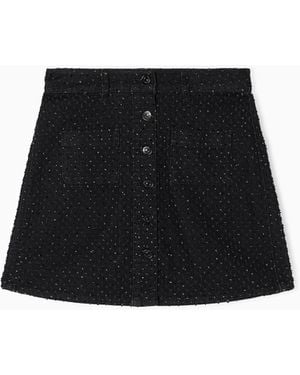 ARMANI EXCHANGE Denim Mini Skirt With Rhinestone Appliques - Black
