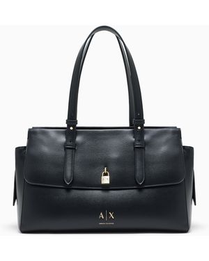 ARMANI EXCHANGE Shopper Con Doppi Manici E Lucchetto Decorativo - Nero