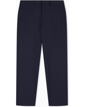 ARMANI EXCHANGE Straight-Leg Wool Blend Trousers - Blue