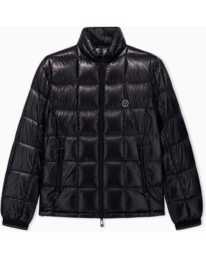 ARMANI EXCHANGE Doudoune Matelassée En Nylon Brillant Avec Col Montant - Bleu