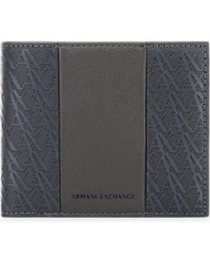 ARMANI EXCHANGE Portafoglio Bifold Con Portamonete E Logo A Rilievo - Grigio