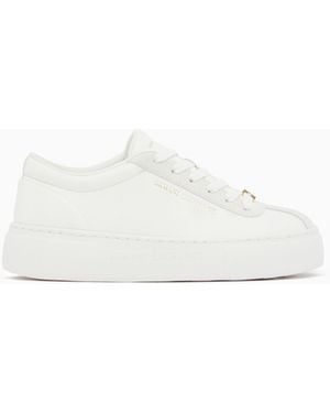 ARMANI EXCHANGE Low Cut Trainers With Suede And Tumbled Finish - White