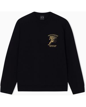 ARMANI EXCHANGE Crew Neck Jumper With Horse Embroidery - Black