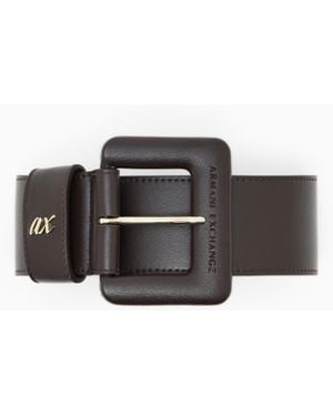 ARMANI EXCHANGE Taillengürtel Mit Polierter Quadratischer Dornschnalle - Braun