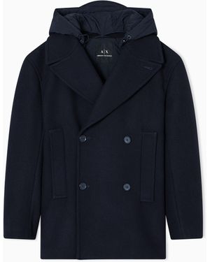 ARMANI EXCHANGE Caban Doppiopetto Con Cappuccio - Blu