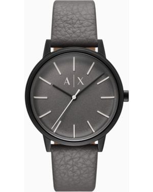 ARMANI EXCHANGE Three-Hand Leather Watch - Grey