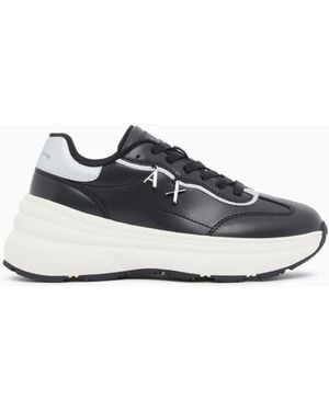 ARMANI EXCHANGE Trainers With Nappa Pillow And Metal Suede - White