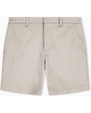 ARMANI EXCHANGE Textured Cotton Jacquard Bermuda Shorts - White