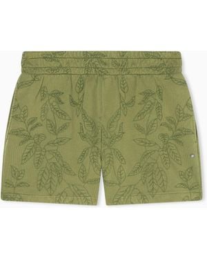ARMANI EXCHANGE Pantalones Cortos Teñidos En Prenda De Felpa Francesa De Algodón - Verde