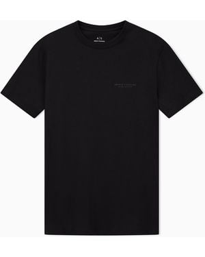 ARMANI EXCHANGE Regular Fit Cotton T-Shirt With A Chest Logo Essential - Black
