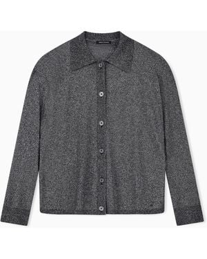 ARMANI EXCHANGE Cardigan Avec Col En Maille De Viscose Et Fibre Métallisée - Gris