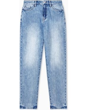 ARMANI EXCHANGE Oversized Fit 5 Pockets Denim Pant Rigid Cotton - Blue