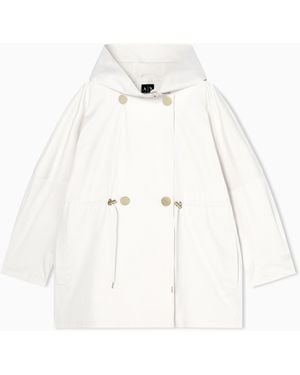 ARMANI EXCHANGE Satin Nylon And Cotton Parka With Hood - White