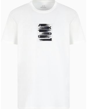 ARMANI EXCHANGE T-Shirt Regular Fit Con Logo Astratto - Bianco