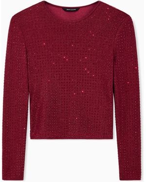 ARMANI EXCHANGE Jersey Up For Party De Manga Larga Con Lentejuelas - Rojo
