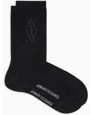 ARMANI EXCHANGE Chaussettes Avec Logo En Strass - Noir