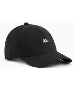 ARMANI EXCHANGE Cotton Twill Cap With Embroidered Logo - Black