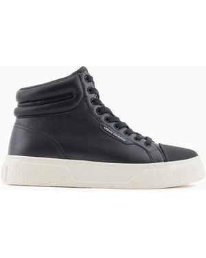 ARMANI EXCHANGE Leather Trainers With Contrasting Profile - White