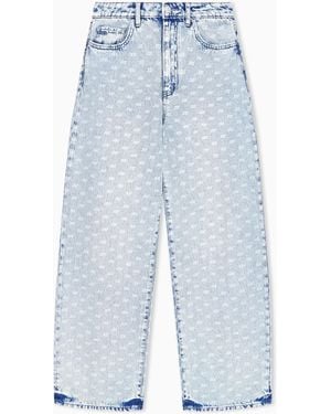ARMANI EXCHANGE Oversized Five-Pocket Denim Trousers With An Allover Print - Blue
