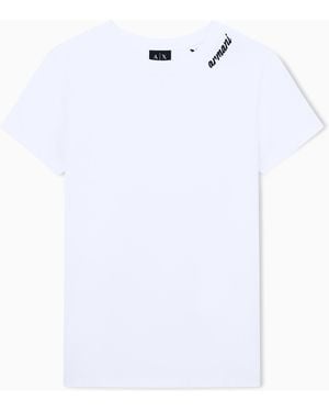 ARMANI EXCHANGE Camiseta De Punto De Algodón De Corte Regular - Blanco