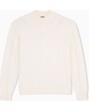 ARMANI EXCHANGE Jersey De Punto De Ochos De Lana Virgen Y Algodón - Blanco