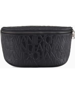 ARMANI EXCHANGE Pouch With Tone-On-Tone Embossed Logo - Black