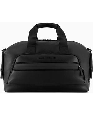ARMANI EXCHANGE Rectangular Duffel Bag With External Pocket - Black